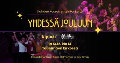 Yhdessä jouluun – Cassiopeian ja Kipinöitten yhteinen joulukonsertti Jyväskylässä Yhdessä jouluun – Cassiopeian ja Kipinöitten yhteinen joulukonsertti Jyväskylässä